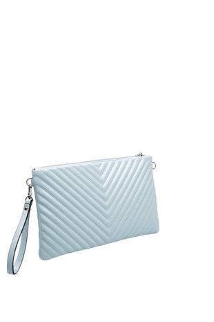 Silver Polo Crash Mavi Kapitone V Kadın Portföy ve Clutch El Çantası SP1034