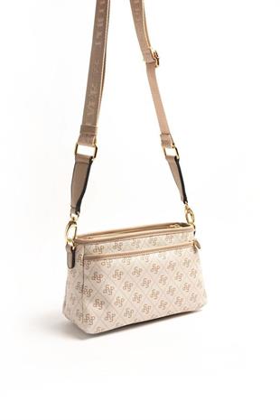 Silver & Polo SP1184 Kadın Çapraz Çanta Monogram Bej-Kum
