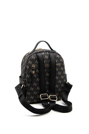 Silver & Polo SP1130 Kadın Sırt Çantası Monogram Füme-Siyah