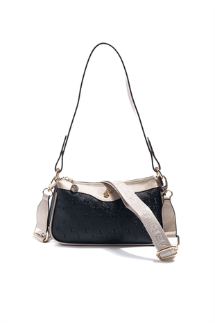 Silver & Polo SP1274 Kadın Çapraz Çanta Logolu Siyah-S.Nut