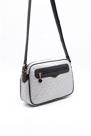 Silver & Polo SP491 Kadın Çapraz Çanta Logolu A.Gümüş-Antrasit