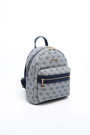 Silver & Polo SP1146 Kadın Sırt Çantası Monogram Gri-Lacivert