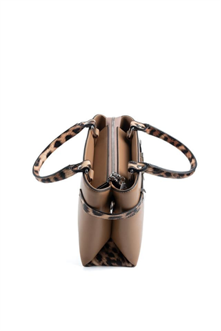 Silver & Polo SP1149 Kadın El Çantası Düz Bizon-Leopar Taba
