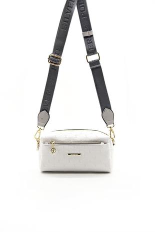 Silver & Polo SP1142 Kadın Çapraz Çanta Logolu Beyaz-A.Gri