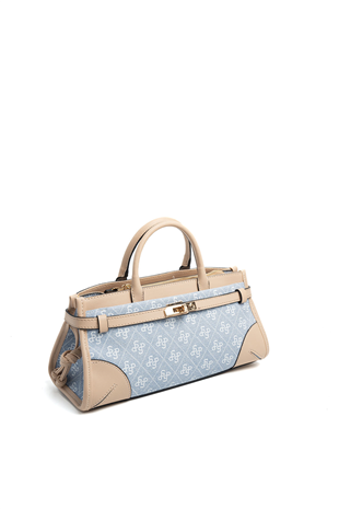Silver & Polo SP1260 Kadın El Çantası Monogram Mavi-Ten