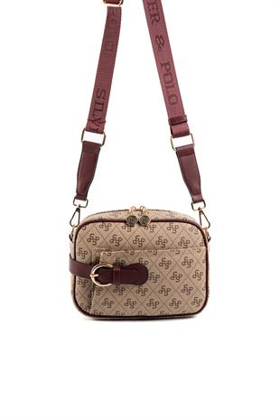 Silver & Polo Koyu Bej - Bordo SP1256 Çapraz Çanta