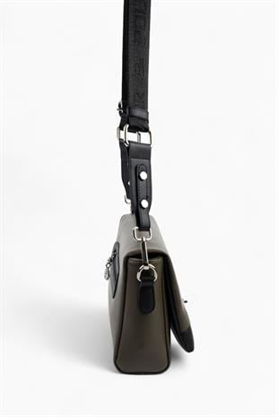 Silver & Polo SP1257 Kadın Çapraz Çanta Düz Zeytuni-Siyah