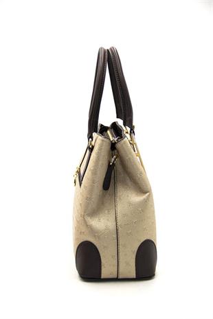 Silver & Polo SP667 Kadın El Çantası Logolu Nut-Kahve