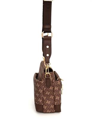 Silver & Polo SP1110 Kadın Çapraz Çanta Monogram Kahve