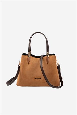 Silver & Polo SP1205 Kadın El Çantası Süet Taba-Kahve