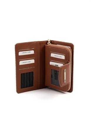 Silver Polo SP1202 Kadın Cüzdan & Kartlık Hasır Bej-Taba