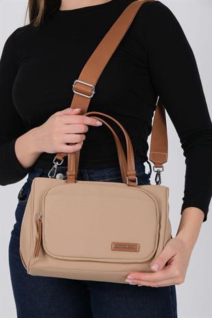 Silver Polo SP1227 Kadın Omuz Çantası Saten Nut-Taba
