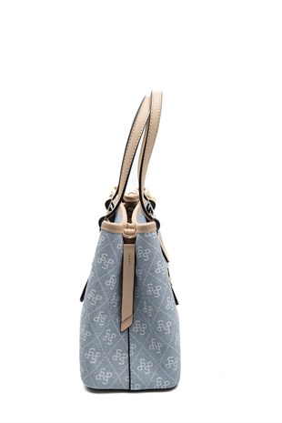 Silver & Polo SP1252 Kadın El Çantası Monogram Mavi-Ten