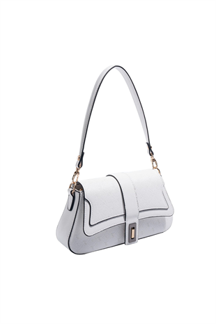 Silver & Polo SP1177 Kadın Omuz Çantası Logolu Beyaz-Beyaz