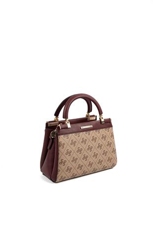 Silver & Polo Koyu Bej - Bordo SP1193 Kadın El Çantası