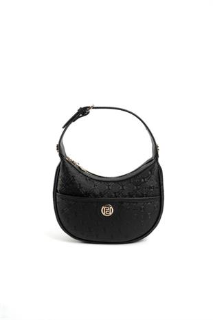 Silver & Polo SP1194 Kadın Omuz Çantası Logolu Siyah-Siyah