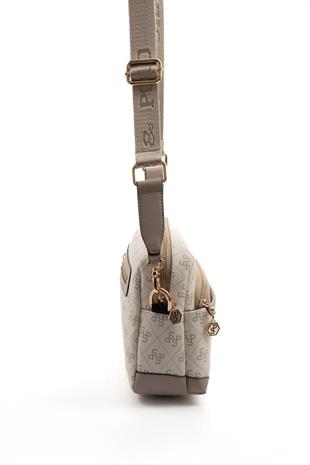 Silver & Polo SP1201 Kadın Çapraz Çanta Monogram Bej-Kum