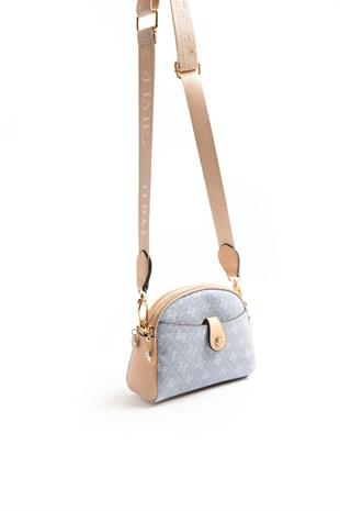 Silver & Polo SP1144 Kadın Çapraz Çanta Monogram Mavi-Ten