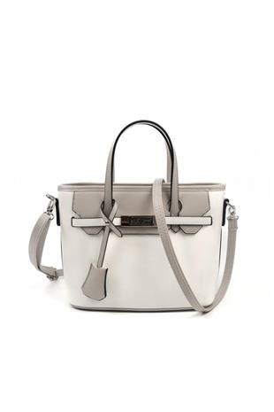 Silver & Polo SP1185 Kadın El Çantası Düz Beyaz-A.Gri
