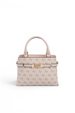 Silver Polo Pembe - Pudra Monogram Kadın El Çantası SP1149