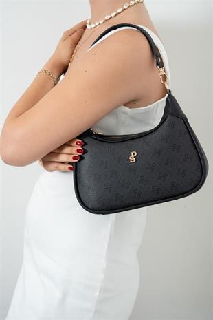 Silver Polo SP1180 Kadın Omuz Çantası Monogram Siyah-Siyah