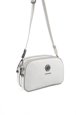 Silver & Polo SP745 Kadın Çapraz Çanta Petek Beyaz-A.Gri