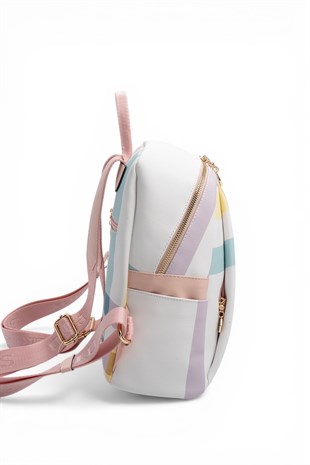 Silver & Polo SP926 Kadın Sırt Çantası Ekose Lila-Pembe