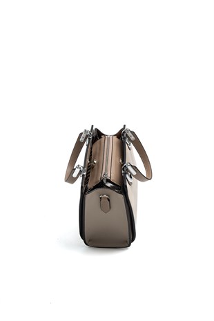 Silver & Polo SP1133 Kadın El Çantası Düz Koyu Bej-Latte