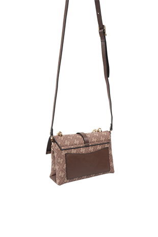 Silver & Polo SP1148 Kadın Çapraz Çanta Monogram Kahve