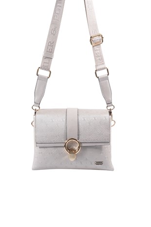 Silver & Polo SP1275 Kadın Çapraz Çanta Logolu Bej-S.Bej