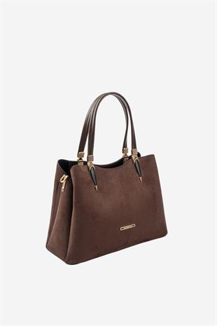 Silver & Polo SP1205 Kadın El Çantası Süet Kahve-Kahve