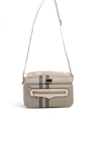 Silver & Polo SP491 Kadın Çapraz Çanta Ekose A.Yeşil-Kemik
