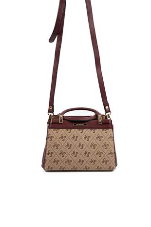 Silver & Polo Koyu Bej - Bordo SP1193 Kadın El Çantası