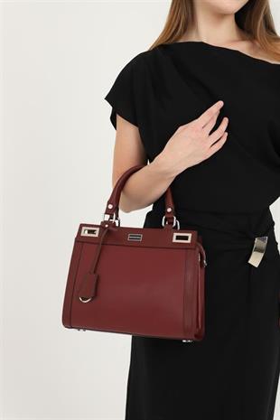 Silver & Polo SP1174 Kadın El Çantası Düz Bordo