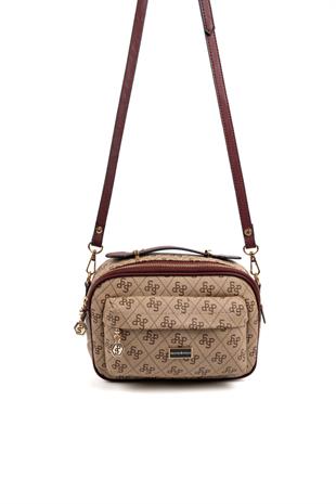 Silver & Polo Koyu Bej - Bordo SP1186 Kadın Çapraz Çanta