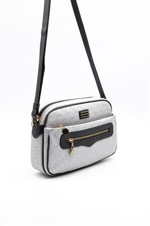 Silver & Polo SP491 Kadın Çapraz Çanta Logolu A.Gümüş-Antrasit