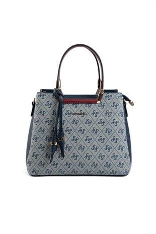 Silver & Polo SP969 Kadın El Çantası Monogram Gri-Laci-Bordo