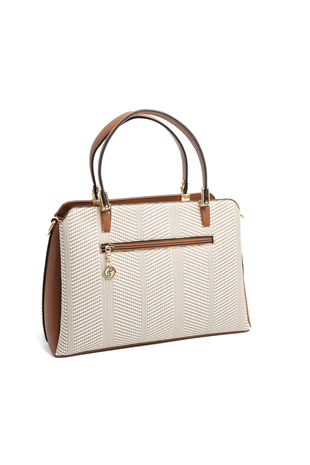 Silver & Polo SP9721 Kadın El Çantası Hasır Bej-Taba