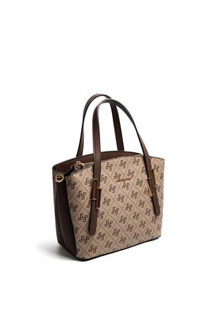 Silver & Polo SP1021 Kadın El Çantası Monogram Koyubej-Kahve