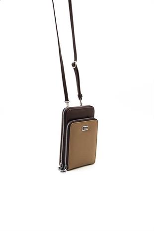 Silver & Polo SP1011 Kadın Telefon Çantası Düz Vizon-Kahve