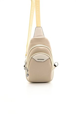 Silver & Polo SP959 Kadın Vücut Çantası Düz Bej-Kemik