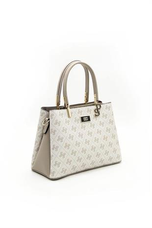 Silver & Polo SP1098 Kadın El Çantası Monogram Bej-Kum