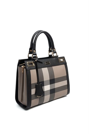 Silver & Polo SP1174 Kadın El Çantası Ekose Kahve-Siyah