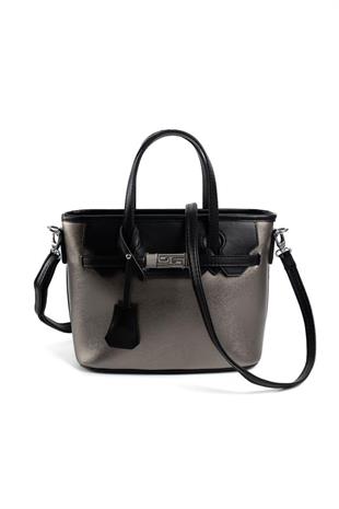 Silver & Polo SP1185 Kadın El Çantası Düz Platin-Siyah