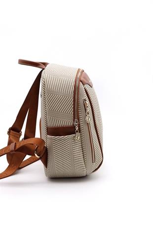 Silver & Polo SP906 Kadın Sırt Çantası Hasır Bej-Taba