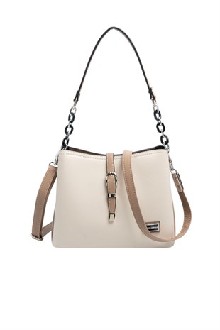Silver Polo SP974 Kadın Omuz Çantası Düz Bej-Latte