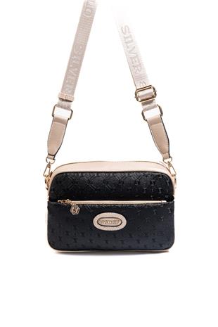 Silver & Polo SP1267 Kadın Çapraz Çanta Logolu Siyah-S.Nut