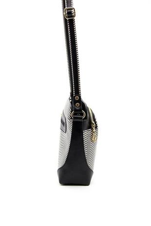 Silver & Polo SP364 Kadın Çapraz Çanta Hasır Siyah Beyaz-Siyah