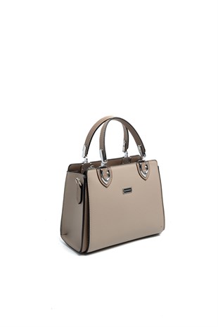 Silver & Polo SP1133 Kadın El Çantası Düz Koyu Bej-Latte