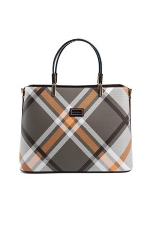 Silver & Polo SP924 Kadın El Çantası Ekose Haki-Kahve